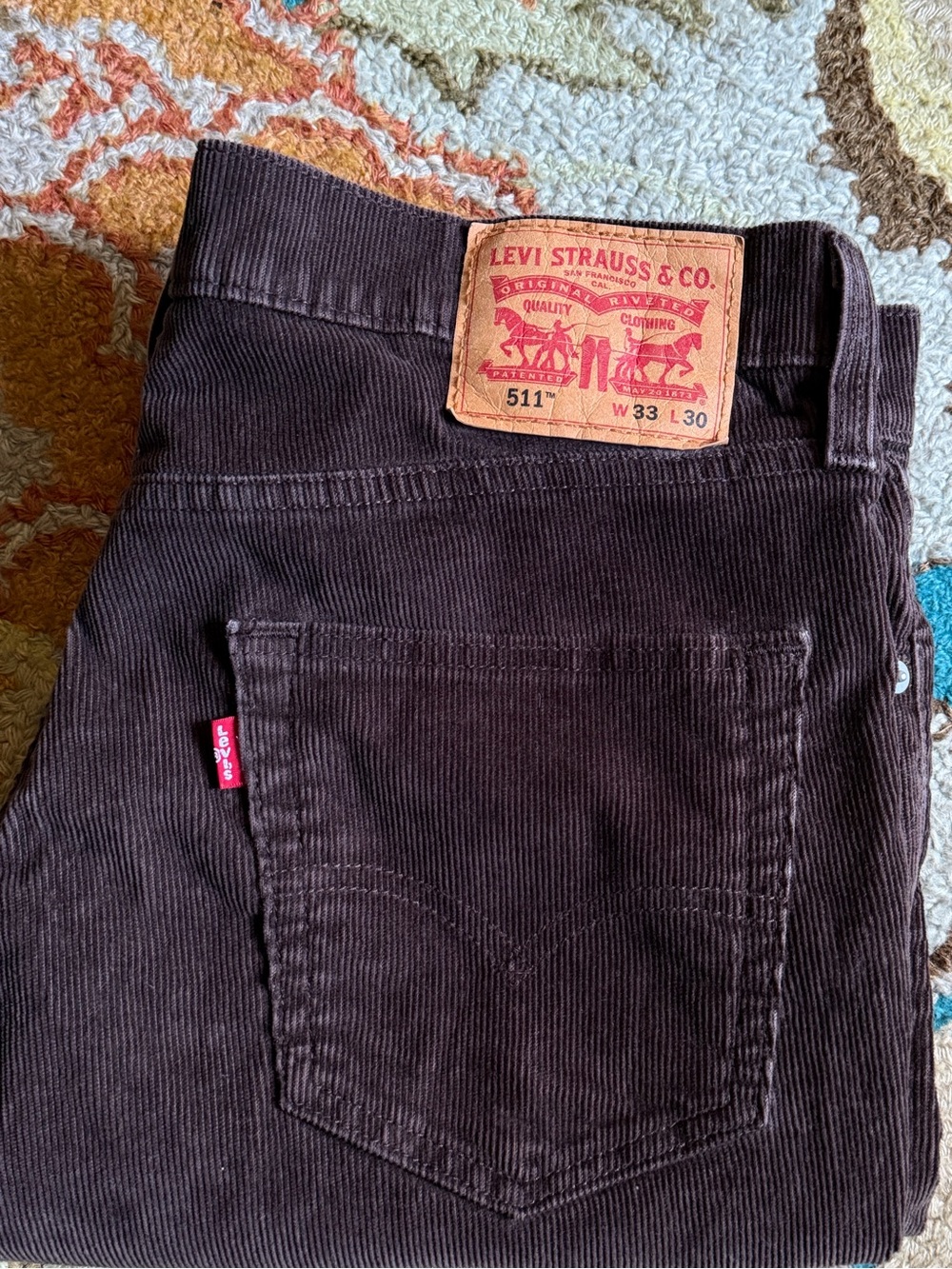 Levi’s 511 Brown Corduroy 5 Pocket Pants 33x30 Vintage Aesthetic Academia